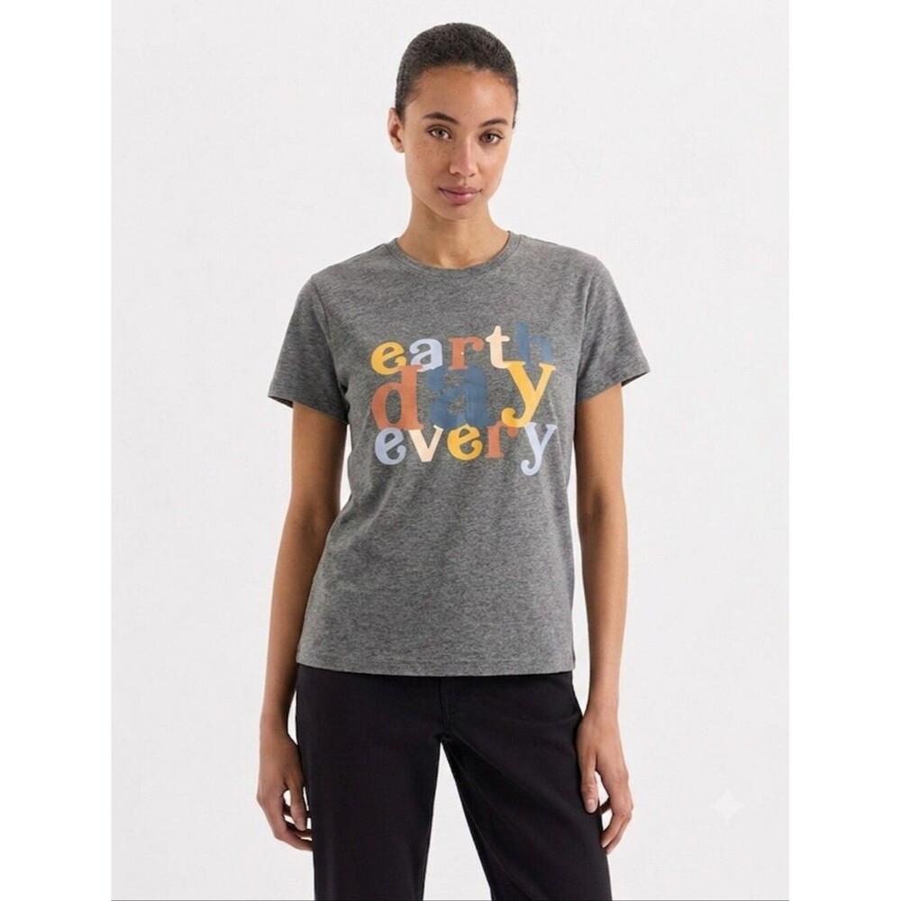 Pact Gray Short-Sleeve Tee with Multicolor "earth day every y" Graphic